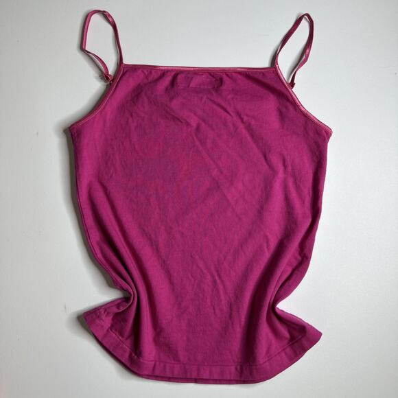 b+ab Womans Pink Cami Top Medium Lace Trim Stretch Cotton Coquette Cute Barbie - Picture 4 of 10